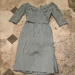 Elegant Lace Overlay Dress in Gray